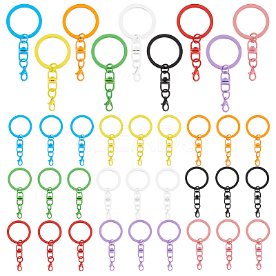 36Pcs 9 Colors Spray Painted Iron Keychain Swivel Clasps FIND-AR0004-01-1