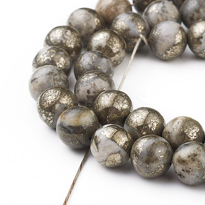 Natural Pyrite Beads Strands G-G839-01-8mm-1