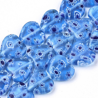 Handmade Millefiori Lampwork Beads Strands LAMP-N023-001E-1
