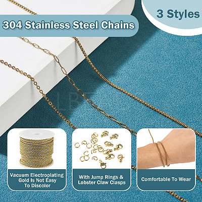 12M 3 Styles 304 Stainless Steel Chains CHS-TA0001-62-1