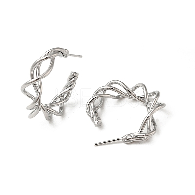 Brass Wire Twist Stud Earrings EJEW-C070-02P-1