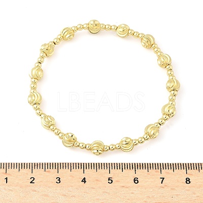 Brass Round Beaded Stretch Bracelets for Women Men BJEW-Z129-01G-1