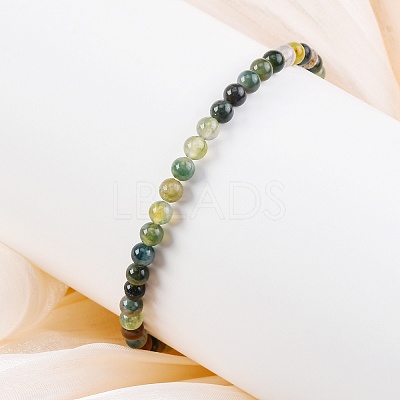 Natural Indian Agate Beaded Stretch Bracelets BJEW-A117-A-46-1