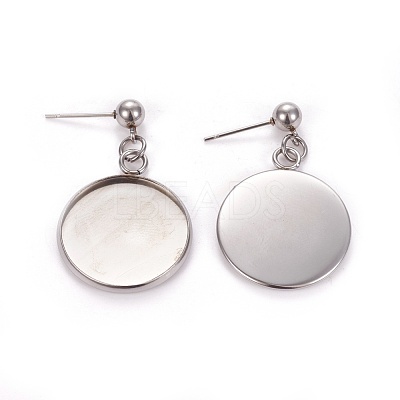 Tarnish Resistant 304 Stainless Steel Stud Earring Settings STAS-L226-019C-P-1
