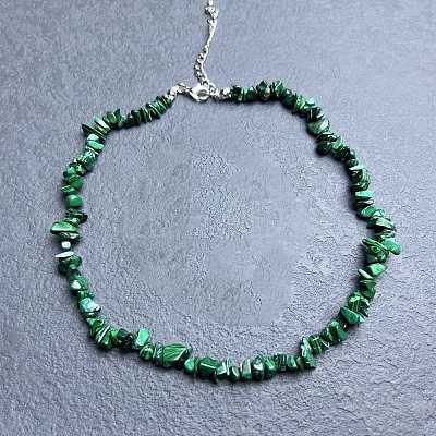 Synthetic Malachite Chip Beaded Necklaces for Women IW6789-45-1