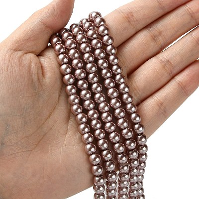 Eco-Friendly Dyed Glass Pearl Beads Strands HY-A008-6mm-RB085-1