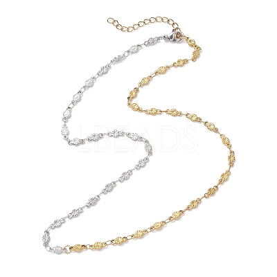 304 Stainless Steel Leaf Flower Chain Necklaces for Women NJEW-JN05585-1