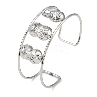 Non-Tarnish 304 Stainless Steel Wide Textured Open Cuff Bangles BJEW-Q348-05P-07-1