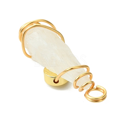 2Pcs Electroplated Natural Quartz Crystal Dyed Copper Wire Wrapped Pendants PALLOY-JF03163-01-1