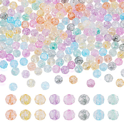 240Pcs 8 Colors Crackle Transparent Glass Beads GLAA-TA0004-19-1