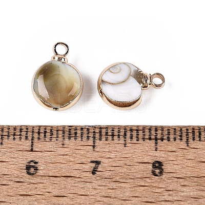 Electroplate Natural Sea Shell Pendants SSHEL-Q100-11A-KCG-1