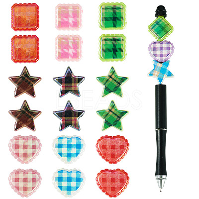 30Pcs 3 Styles Rainbow Iridescent Printed Opaque Acrylic Beads OACR-TA0004-52A-1