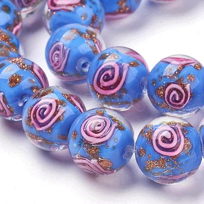 Handmade Gold Sand Lampwork Beads Strands LAMP-L072-G06-1