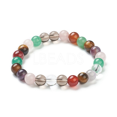 Natural Mixed Stone Beaded Stretch Bracelets BJEW-A117-C-39-1