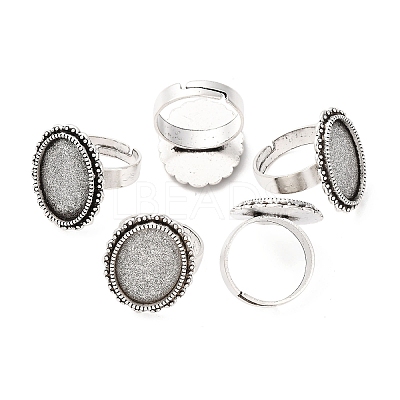 Vintage Adjustable Iron Finger Ring Components Alloy Cabochon Bezel Settings PALLOY-Q300-25AS-NR-1
