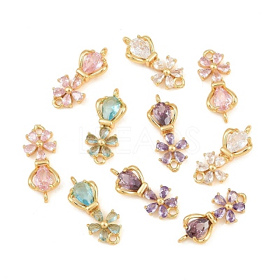 Brass Pave Cubic Zirconia Connector Charms CU-CBA8183-08G-1