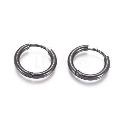304 Stainless Steel Huggie Hoop Earrings EJEW-F111B-17mm-B-1