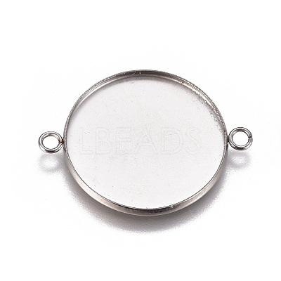 Tarnish Resistant 304 Stainless Steel Cabochon Connector Settings X-STAS-G127-14-25mm-P-1