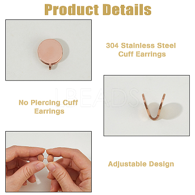 12Pcs 304 Stainless Steel Cuff Earrings EJEW-HS0001-27-1