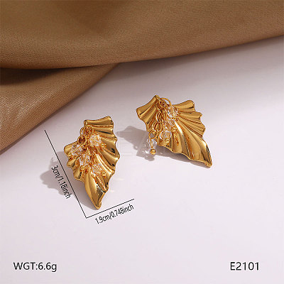 304 Stainless Steel Glass Stud Earrings WG0C5DC-02-1