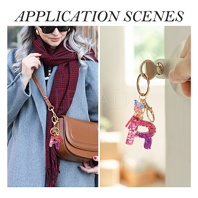 Alloy Resin Butterfly Keychains KEYC-TADJ0002-02G-R-1