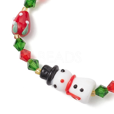 Christmas Bicone K9 Glass Beaded Stretch Bracelets BJEW-MZ00194-1