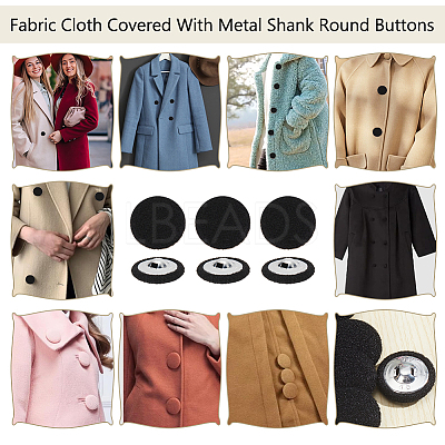 20Pcs Cloth with Aluminum Base Buttons BUTT-NB0001-77D-1