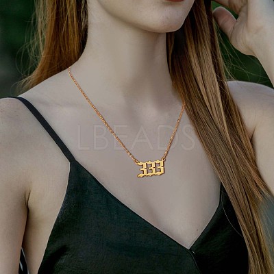 Number Pendant Necklace & Open Cuff Ring JX197A-1