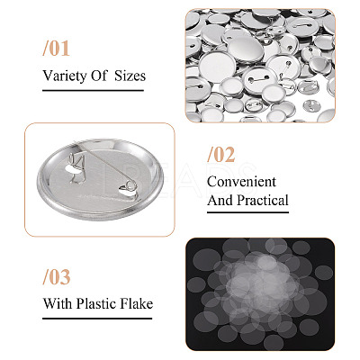 100 Sets 4 Styles Flat Round Sublimation Blank Badge Button Parts DIY-TA0013-64-1