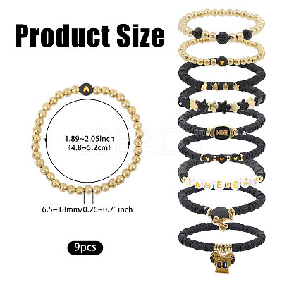 9Pcs 9 Styles Handmade Polymer Clay Heishi Beads Stretch Bracelets BJEW-WH0012-101B-1