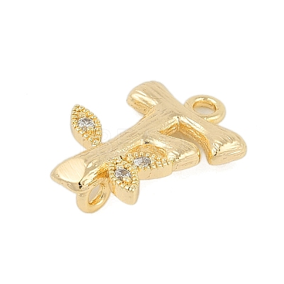 Brass Crystal Rhinestone Letter Links Connector Charms KK-S395-06G-F-1