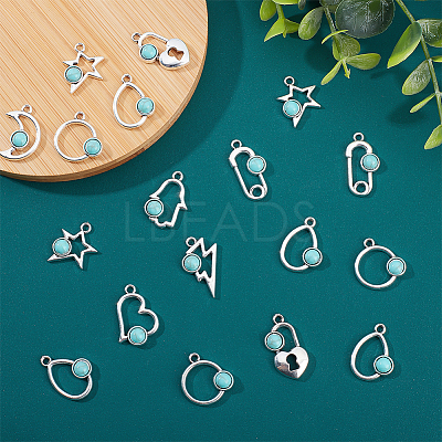 54Pcs 9 Style Alloy Resin Pendants FIND-PH0006-15-1