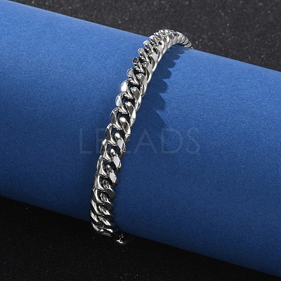 304 Stainless Steel Cuban Link Chain Bracelets for Men BJEW-Z081-01P-02-1