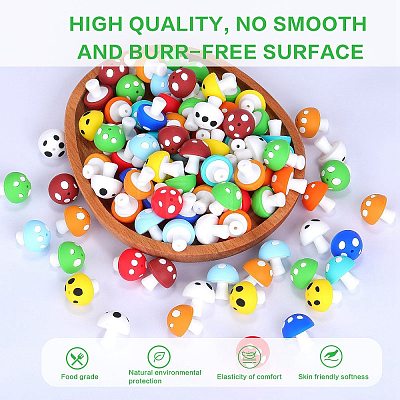 20Pcs Mushroom Silicone Focal Beads JX901H-1