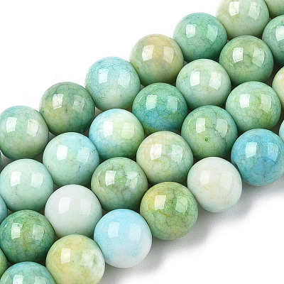 Ombre Effect Dyed Crackle Glass Beads X1-GLAA-T031-10mm-01R-1