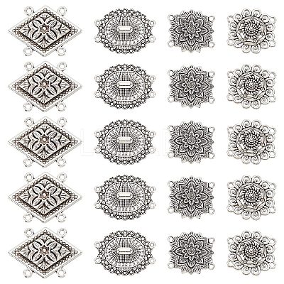 40Pcs 4 Style Tibetan Style Alloy Multi Strand Links FIND-SC0003-64-1