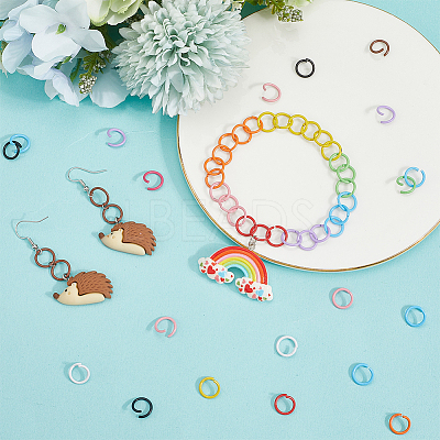 360Pcs 12 Colors Baking Paint Iron Open Jump Rings IFIN-SC0001-89-1