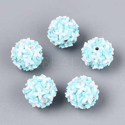 Handmade Polymer Clay Rhinestone and Resin Beads CLAY-T022-01C-1