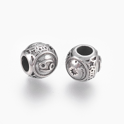 316 Surgical Stainless Steel European Beads STAS-F195-128P-08-1
