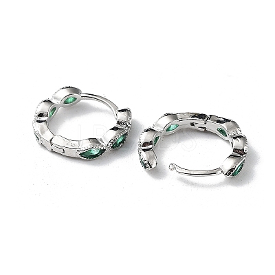 Green Cubic Zirconia Horse Eye Wrap Hoop Earrings EJEW-K083-34P-C-1