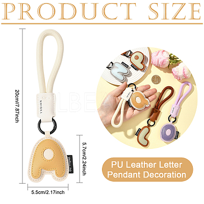 PU Leather Letter Pendant Decoration HJEW-YWC0002-001A-1