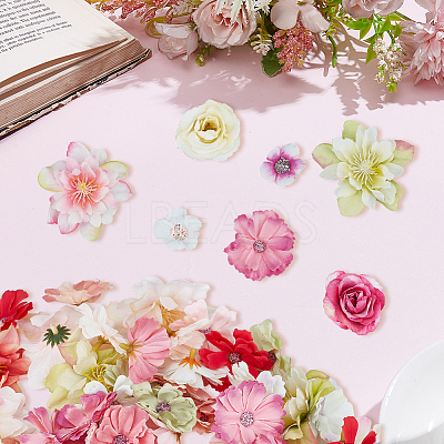 200Pcs 4 Styles Cloth Artificial FLower AJEW-SP0003-69-1