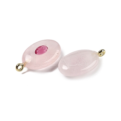 Natural Rose Quartz & Cubic Zirconia Pendants X-G-Z076-01G-02-1