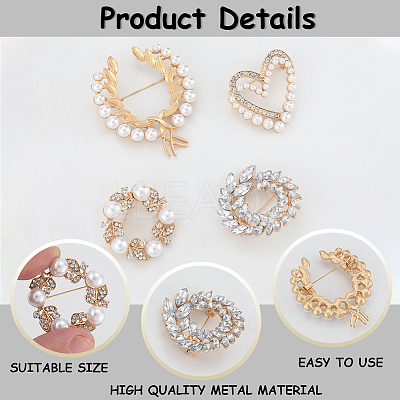 4Pcs 4 Styles Alloy Rhinestone Brooches for Clothes JEWB-CN0001-06-1