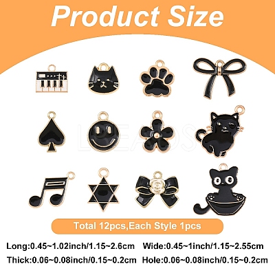 12Pcs 12 Styles Alloy Pendants ENAM-YW0006-93-1