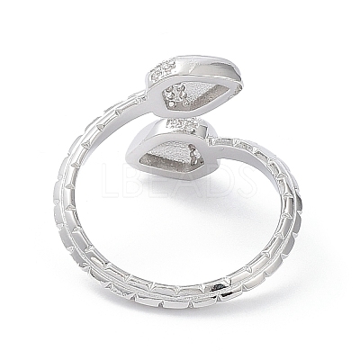 Clear Cubic Zirconia Double Acorn Open Cuff Rings RJEW-G287-01P-1