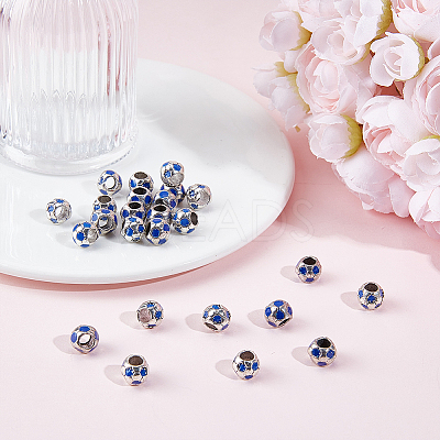 30Pcs Large Hole FootBall/Soccer Ball Alloy Enamel European Beads MPDL-ME0001-06B-1