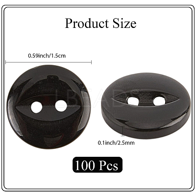 100Pcs 2-Hole Resin Buttons BUTT-CY0001-23B-1