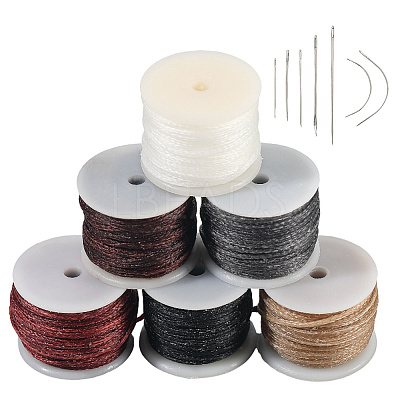 6 Rolls 6 Colors Flat Waxed Polyester Cord YC-CY0001-03-1
