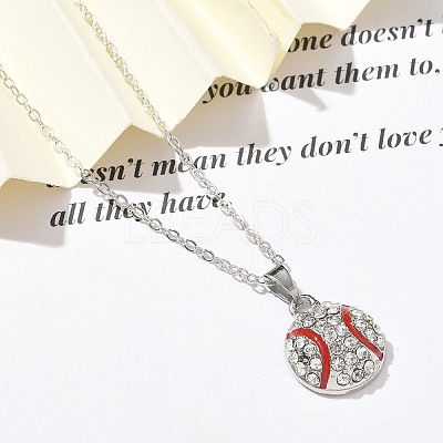 Zinc Alloy Crystal Rhinestone Sport Ball Pendant Cable Chain Necklaces NJEW-U024-01P-02-1